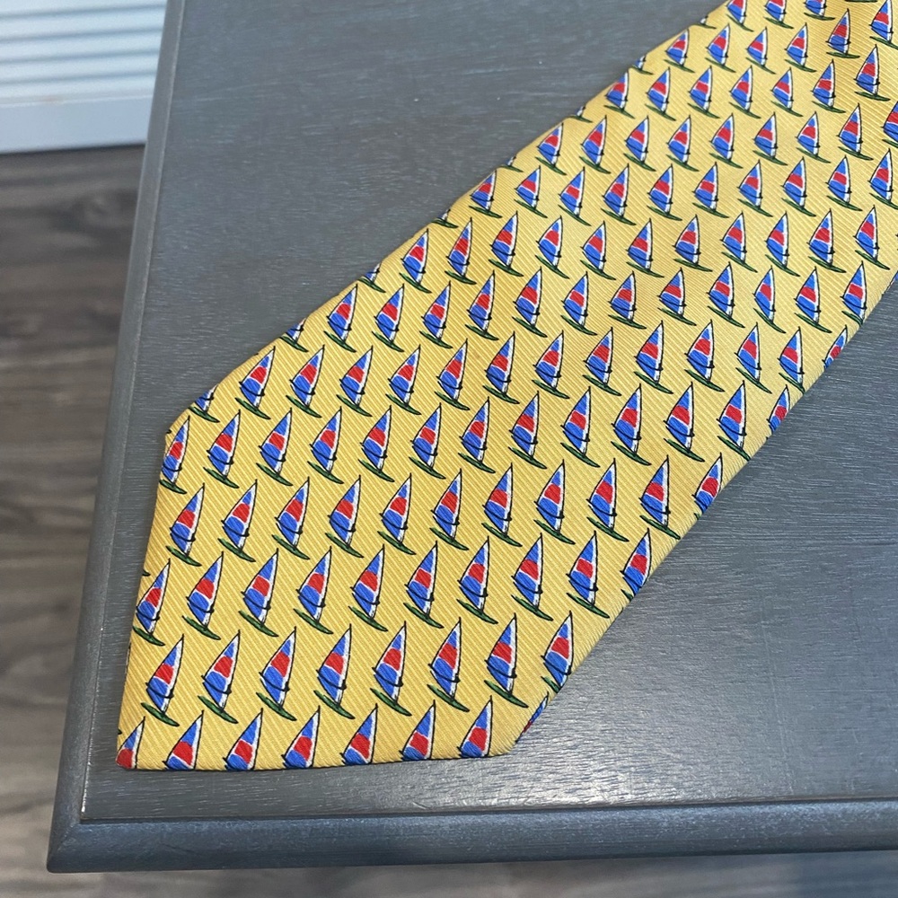 Ralph Lauren Yellow Sailboat Print Tie